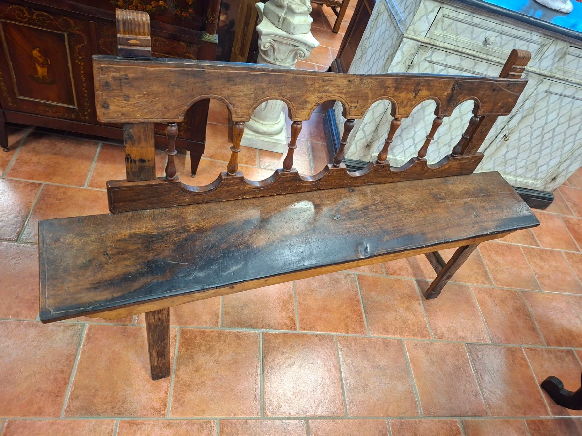 Panca fratina in noce e castagno del '700