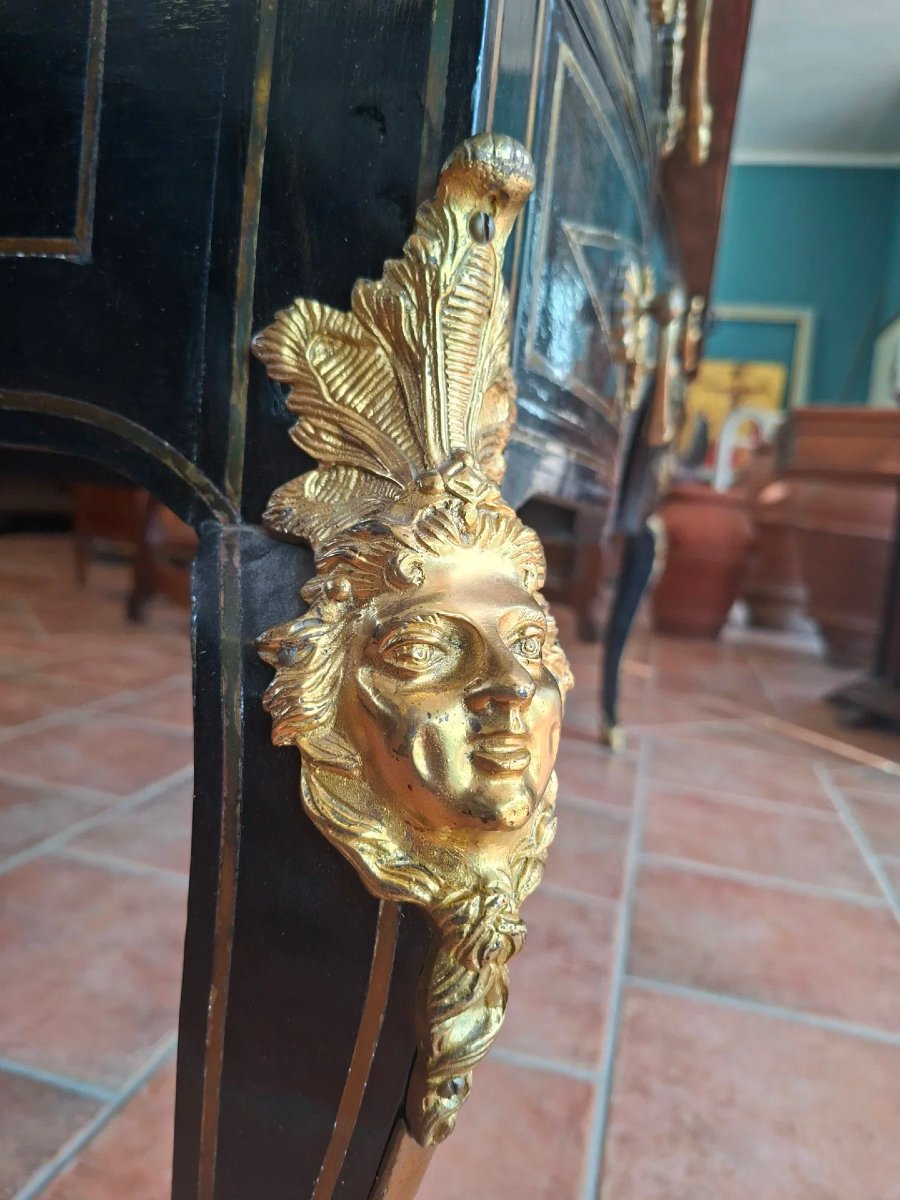 Grande scrivania Napoleone III ebanizzata e dorata-photo-3