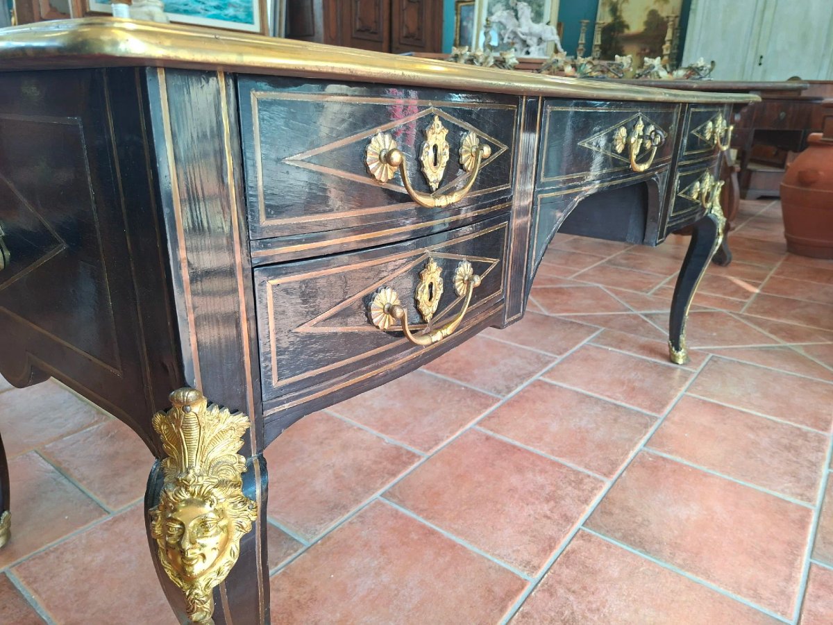 Grande scrivania Napoleone III ebanizzata e dorata-photo-3