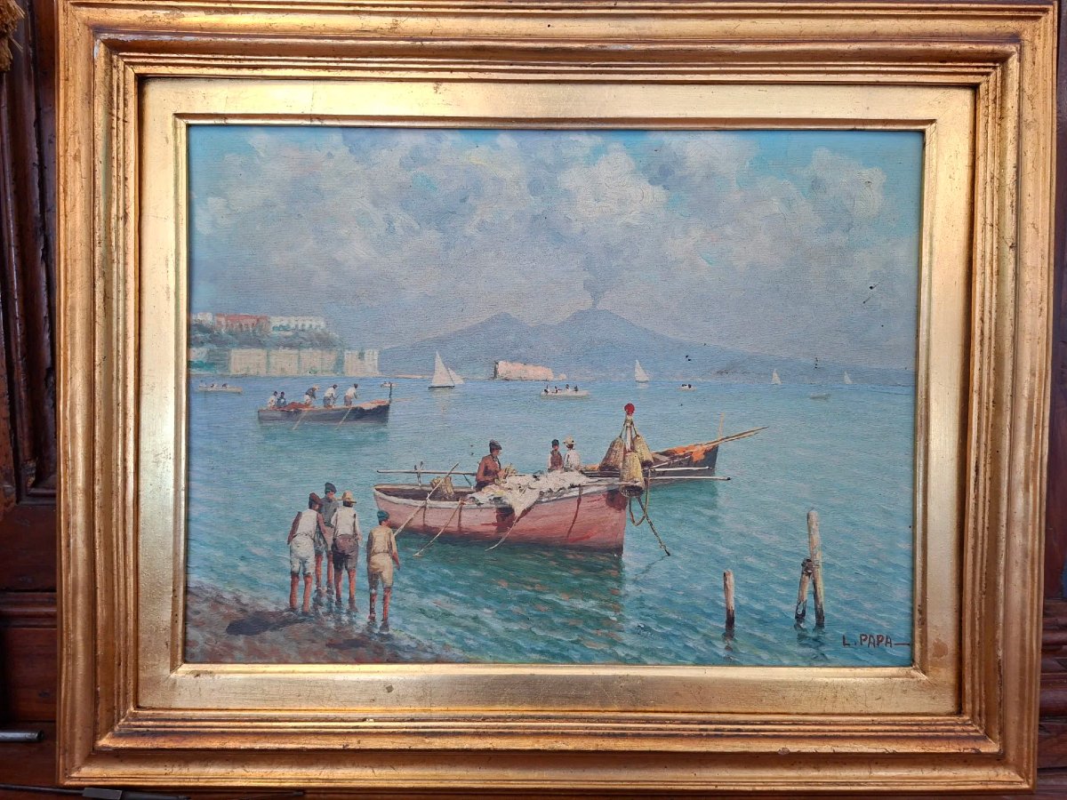 Marina napoletana, olio su compensato.-photo-2