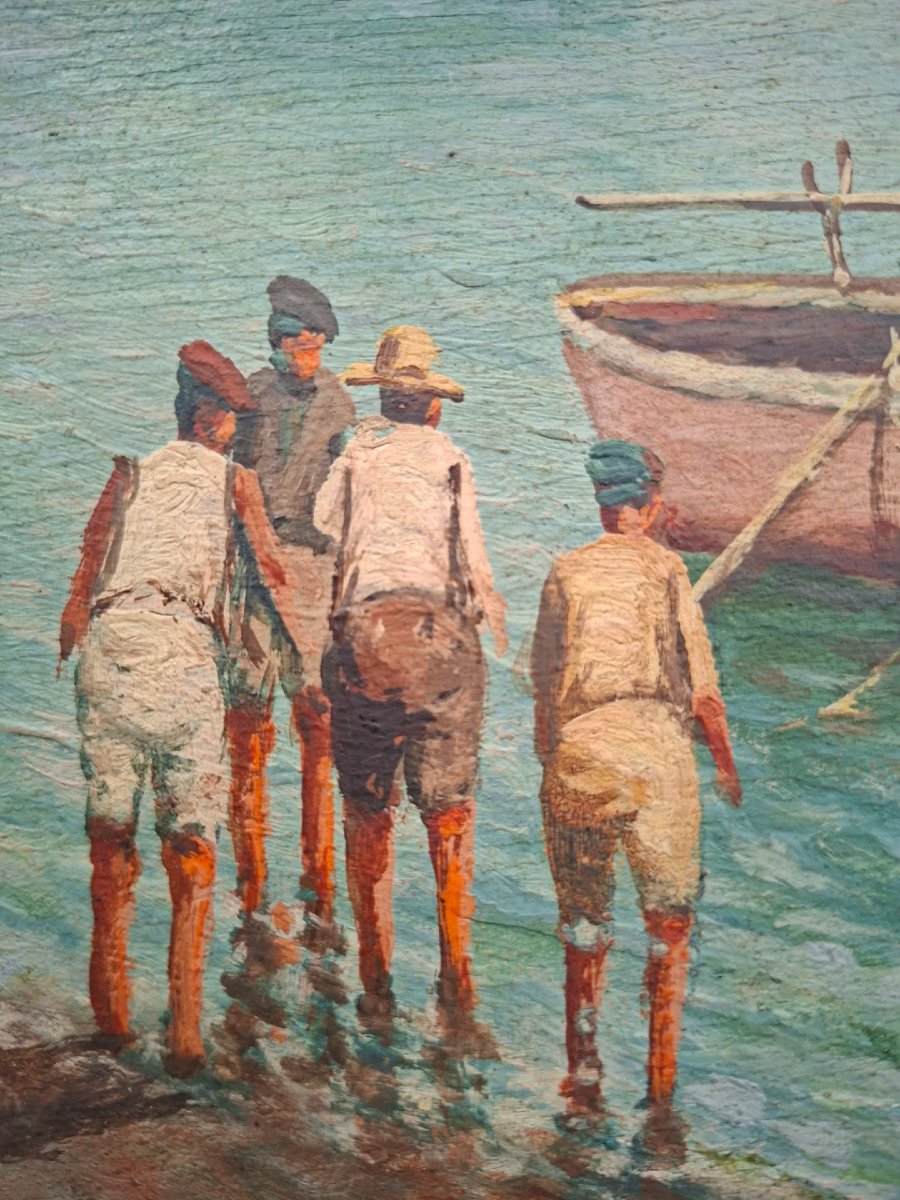 Marina napoletana, olio su compensato.-photo-1