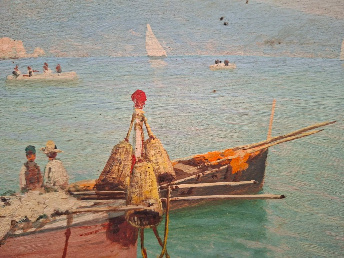 Marina napoletana, olio su compensato.-photo-3