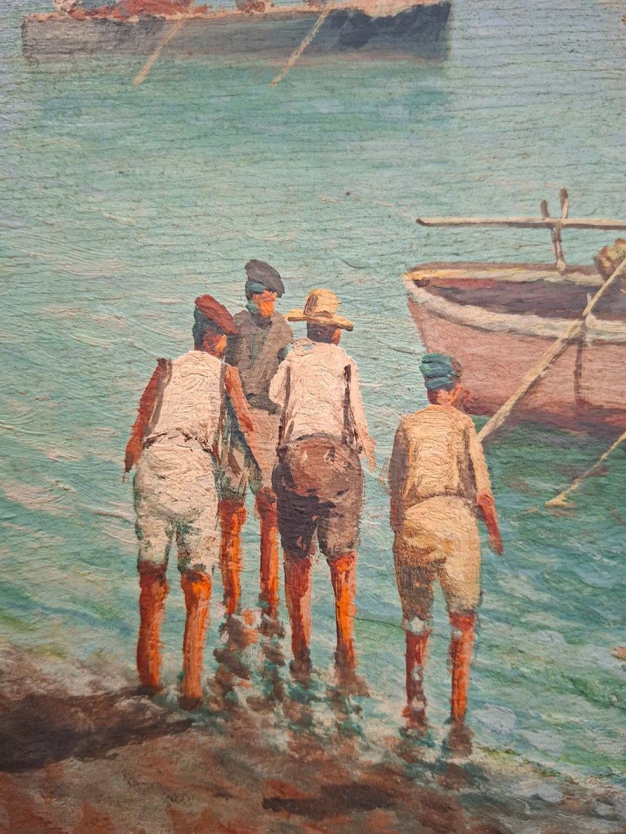 Marina napoletana, olio su compensato.-photo-5