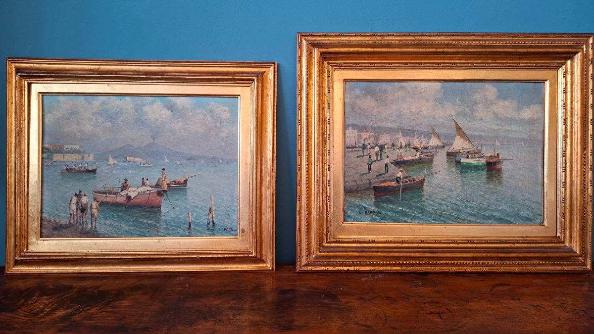 Marina napoletana, olio su compensato.-photo-6