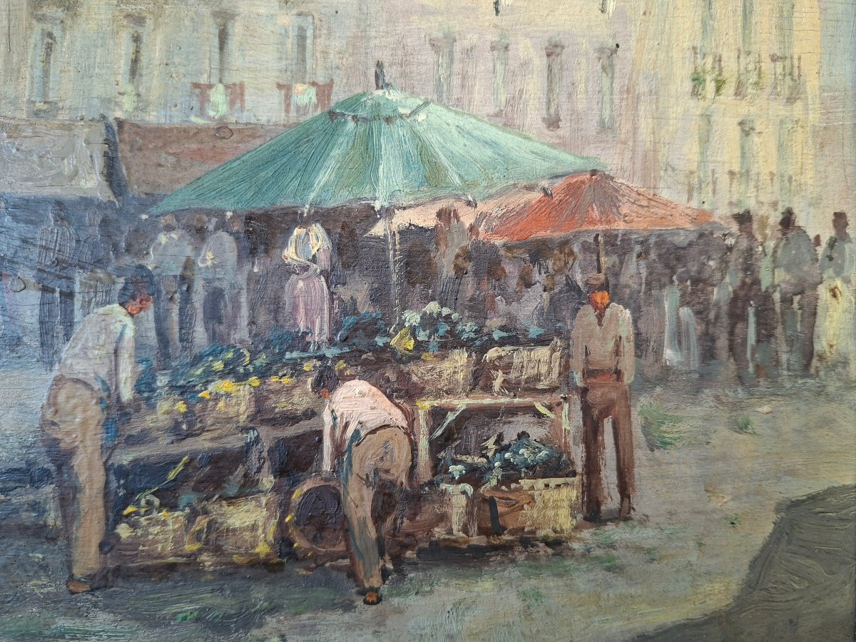 Mercato di Porta Capuana, scuola napoletana, olio su tavoletta-photo-5
