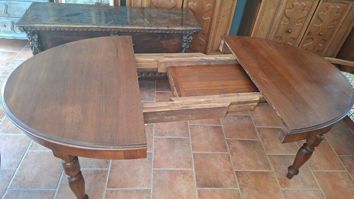 Tavolo ovale allungabile in noce-photo-7