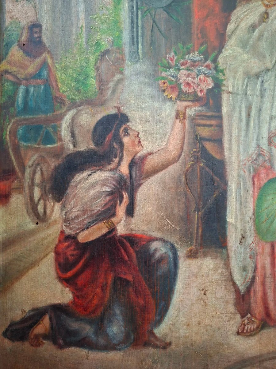 Olio su tavola con cornice con soggetto orientalista-photo-2