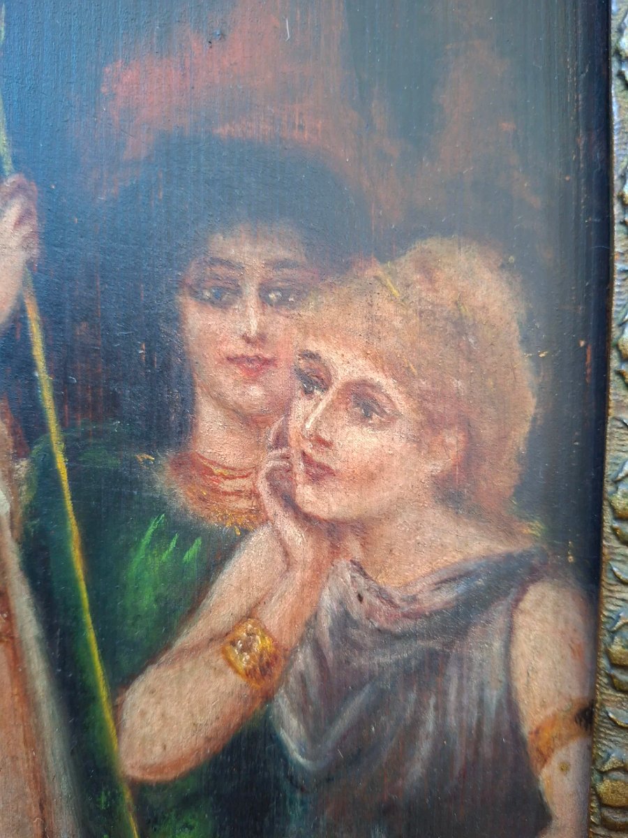 Olio su tavola con cornice con soggetto orientalista-photo-3