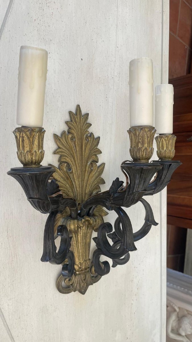 Coppia di appliques in bronzo dorato ottocentesco-photo-2