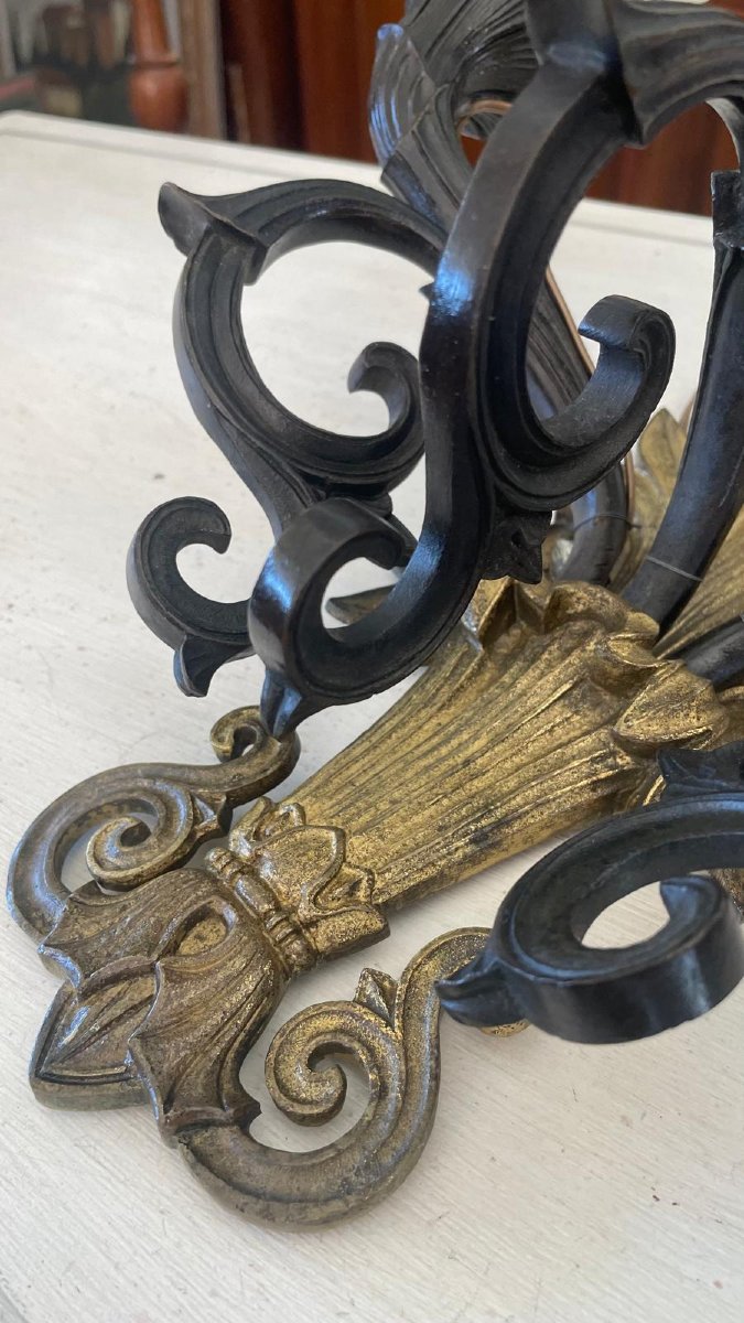 Coppia di appliques in bronzo dorato ottocentesco-photo-1