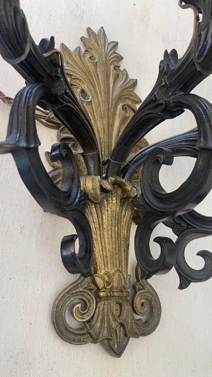 Coppia di appliques in bronzo dorato ottocentesco-photo-2