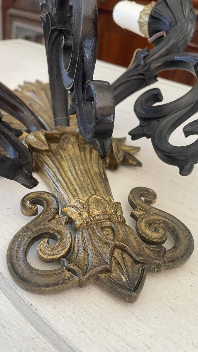 Coppia di appliques in bronzo dorato ottocentesco-photo-3