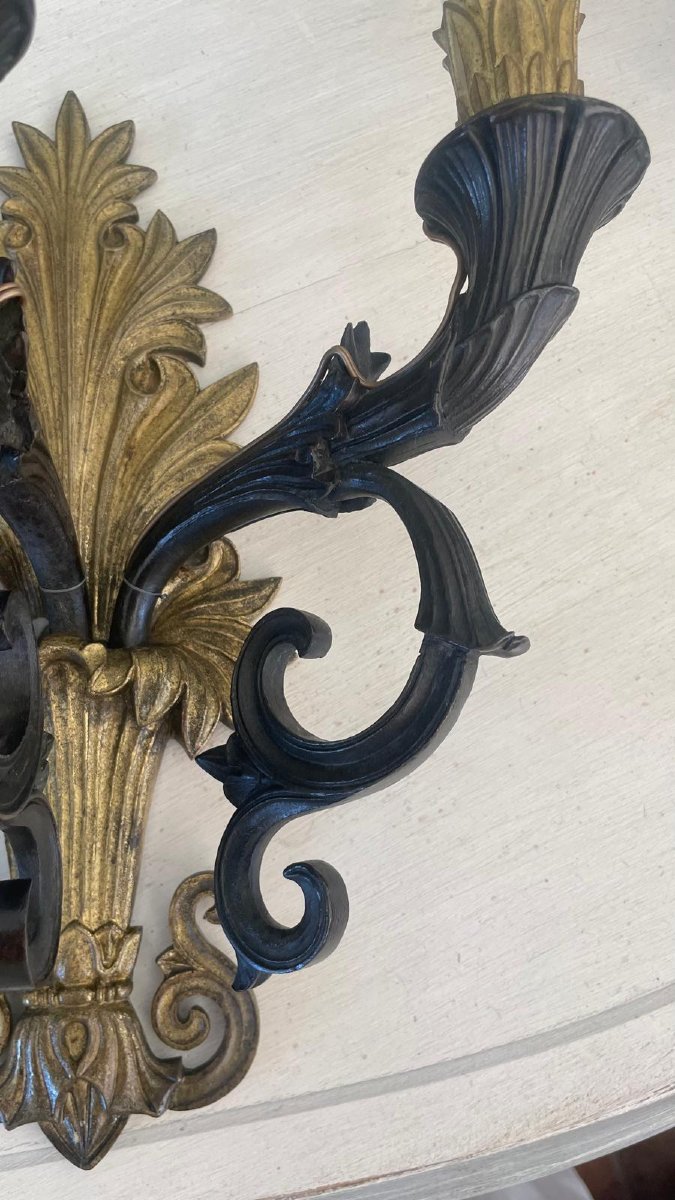Coppia di appliques in bronzo dorato ottocentesco-photo-5