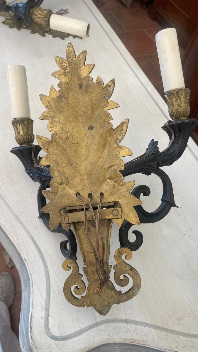 Coppia di appliques in bronzo dorato ottocentesco-photo-6