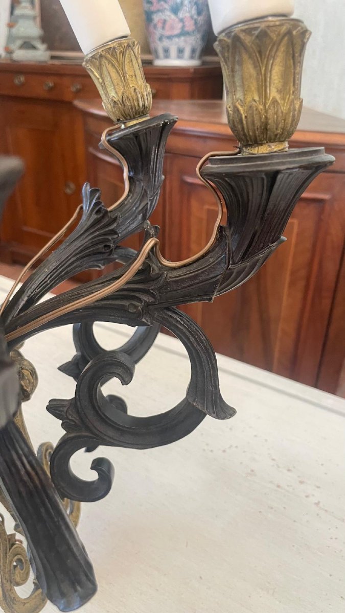 Coppia di appliques in bronzo dorato ottocentesco-photo-7