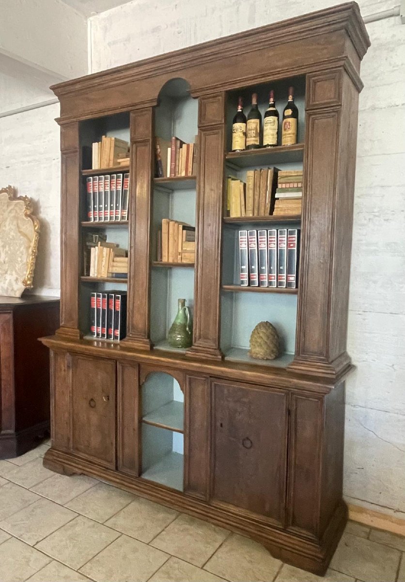 Libreria a due corpi in castagno-photo-3