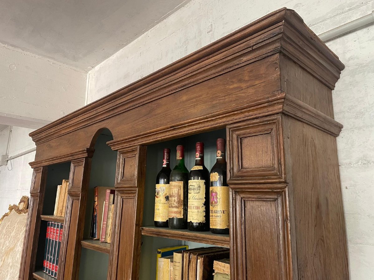 Libreria a due corpi in castagno-photo-4