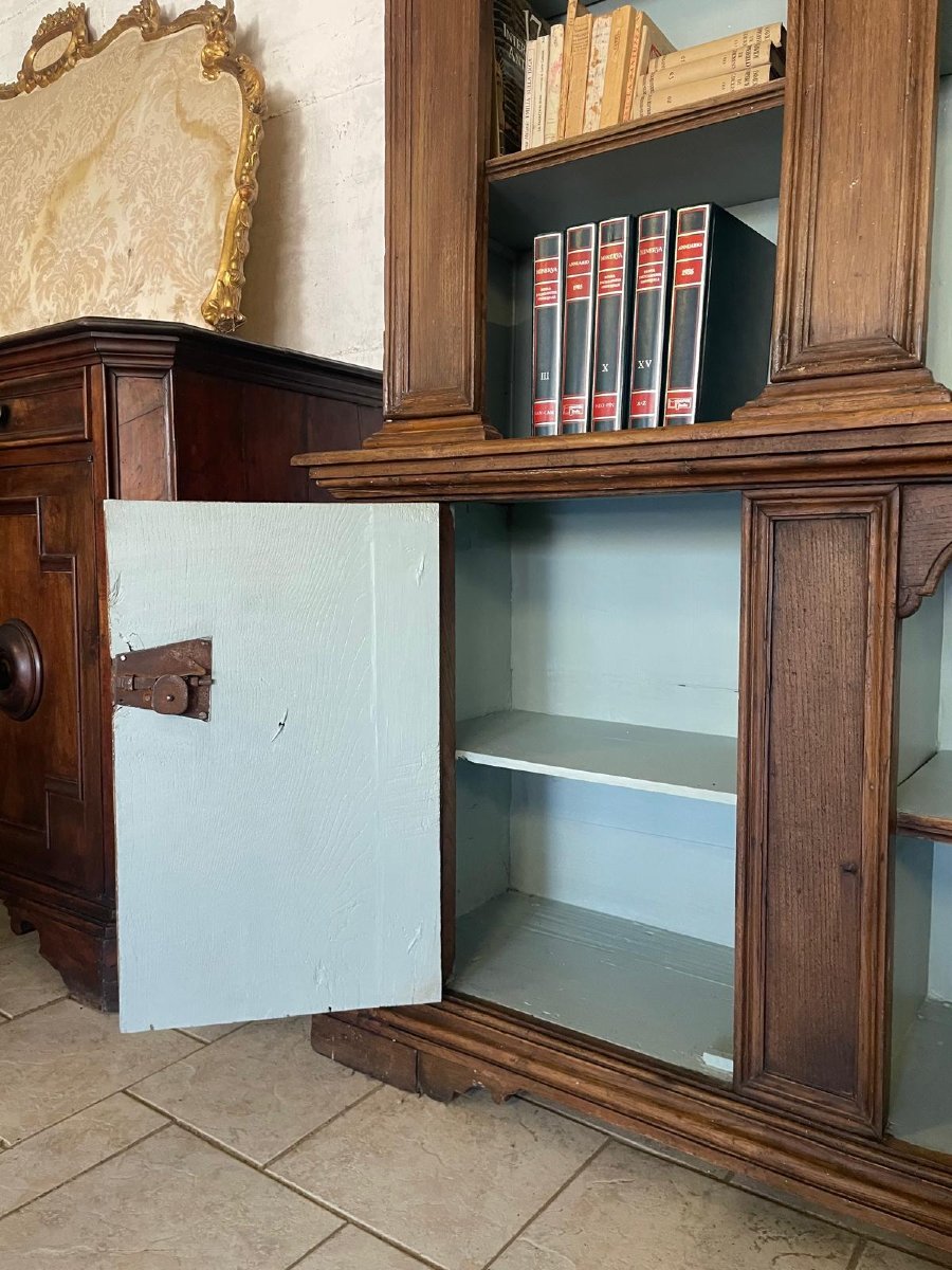 Libreria a due corpi in castagno-photo-3
