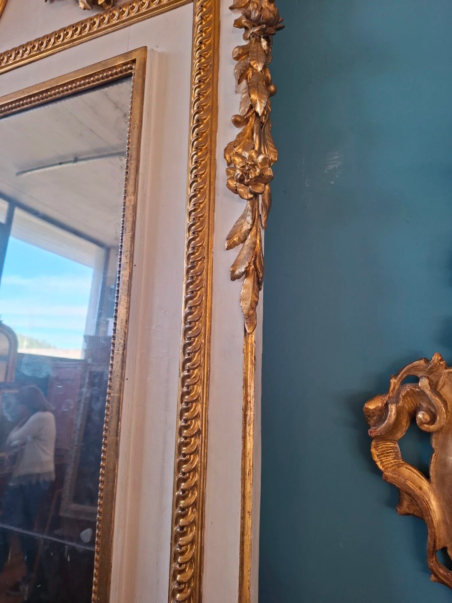 Grande specchiera da palazzo neoclassica in lacca e oro-photo-4