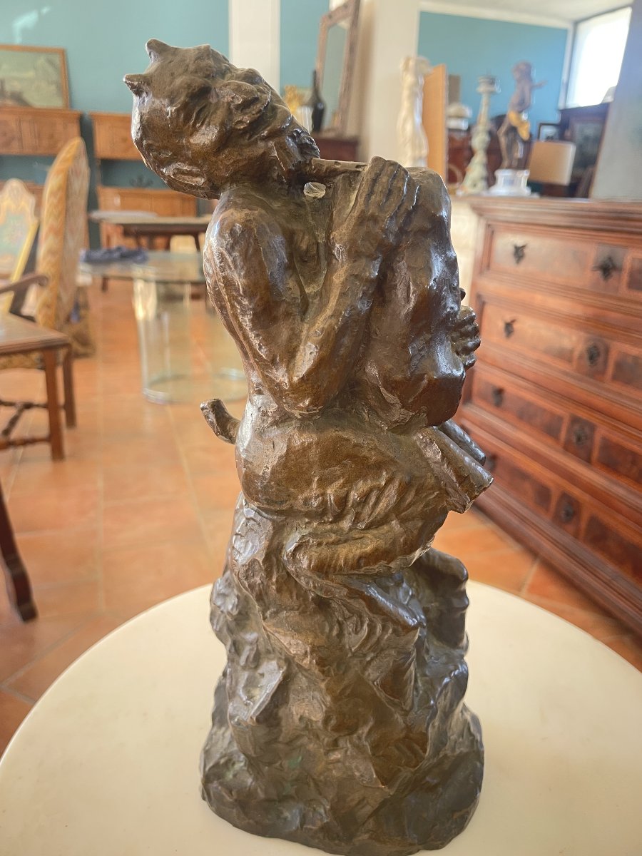 Scultura in Bronzo – Satiro con Cornamusa – Mihai Onofrei -photo-3