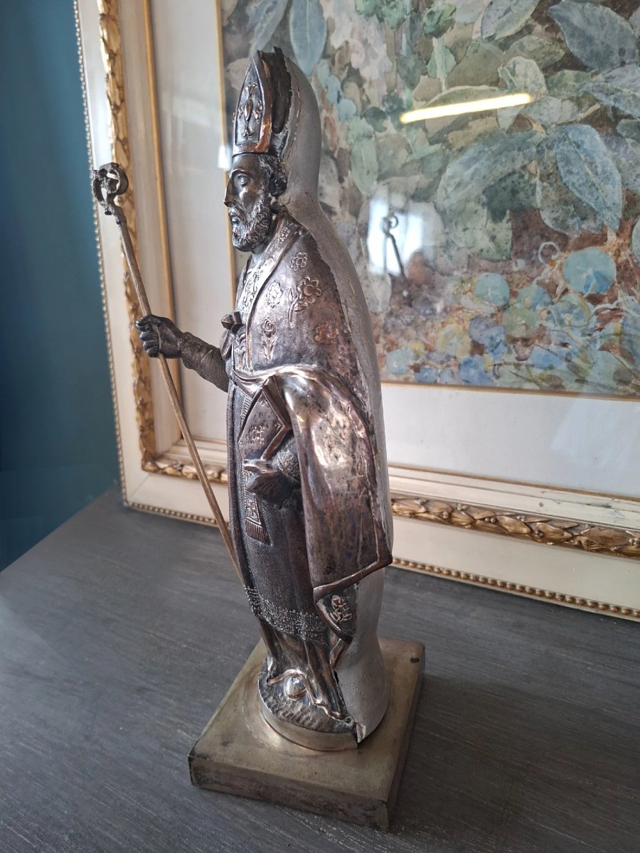 Coppia di sculture in legno e rame argentato-photo-4