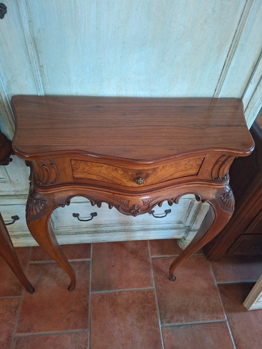 Coppia di piccole consolle in noce-photo-3