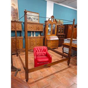 Letto a baldacchino Impero in noce