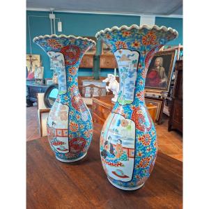 Coppia di vasi giapponese, Kutani, seconda metà dell'Ottocento