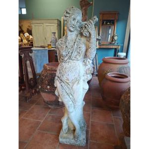 Scultura allegorica da giardino raffigurante una fanciulla con fiori