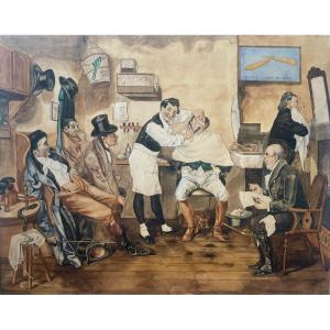Acquerello su carta - "To The Golden Razor" con cornice originale