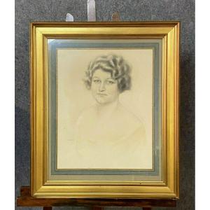 Gaston De Cirmeuse (1886-1963): Portrait Of A Young Woman In Charcoal 