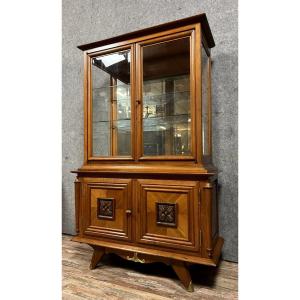Art Deco Period Bookcase In Light Walnut 