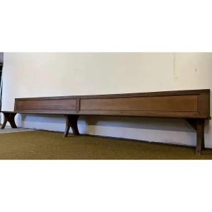 Church Bench With Paneled Backs, 19th Century, Circa 1880
