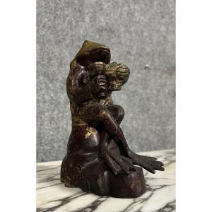 Asian Polychrome Bronze Sculpture Bearing The Monogram Ya