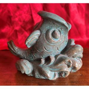 Glazed Terracotta Fish Signed Friedrich Diesener