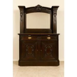 Rare Sacristy Buffet In Blackened Wood, Napoleon III Period 