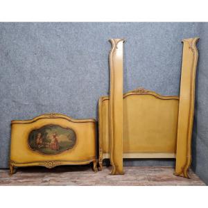 Louis XV Basket-shaped Bed In Lacquered And Painted Wood Circa 1900