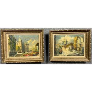 André Franchet (1896-1961): 2 Oil Paintings On Canvas Views Of Paris Around 1940