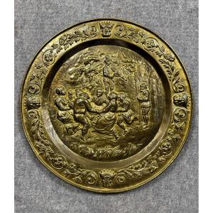 Tondo From The Napoleon III Period In Embossed Copper Circa 1880 