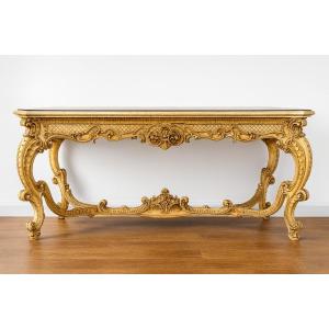 Louis XV Baroque Venetian Table In Lacquered Wood And Polychromy 