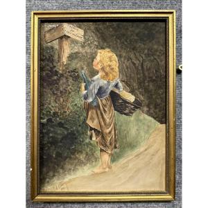 Painting The Little Girl With A Basket On The Path To The Wolf Forest (1910)