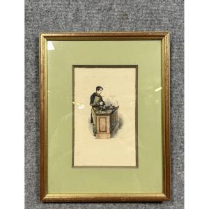 Color Engraving By Lucien Stypulkowski (1840): The Pharmacy Student