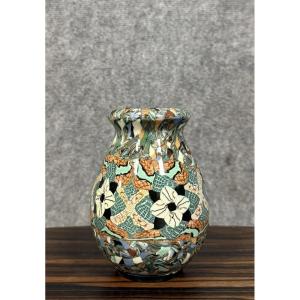 Jean Gerbino In Vallauris: Art Nouveau Enameled Mosaic Vase