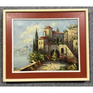 Italian School: Painting Castle By A Lake