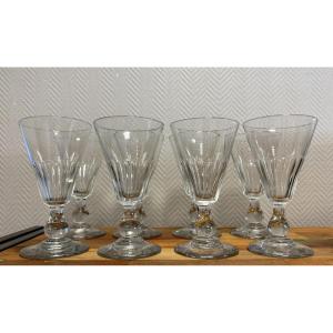 Set Of Eight Important Faceted Cut Crystal Glasses