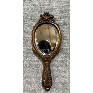 "face To Hand" Vanity Mirror In Molded And Carved Walnut