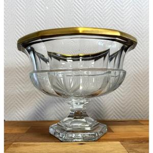 Cristalleries De Lorraine: Large Faceted Bowl On Crystal Pedestal