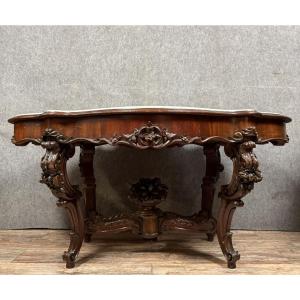 Very Important Violin-shaped Mahogany Pedestal Table, Napoleon III Period