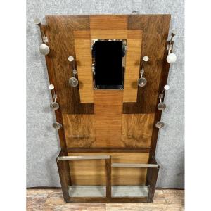 Art Deco Coat Rack, Umbrella Stand In Patchwork Of Different Wood Species  