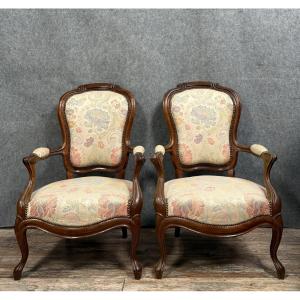 Pair Of Napoleon III Period Armchairs In Mahogany 